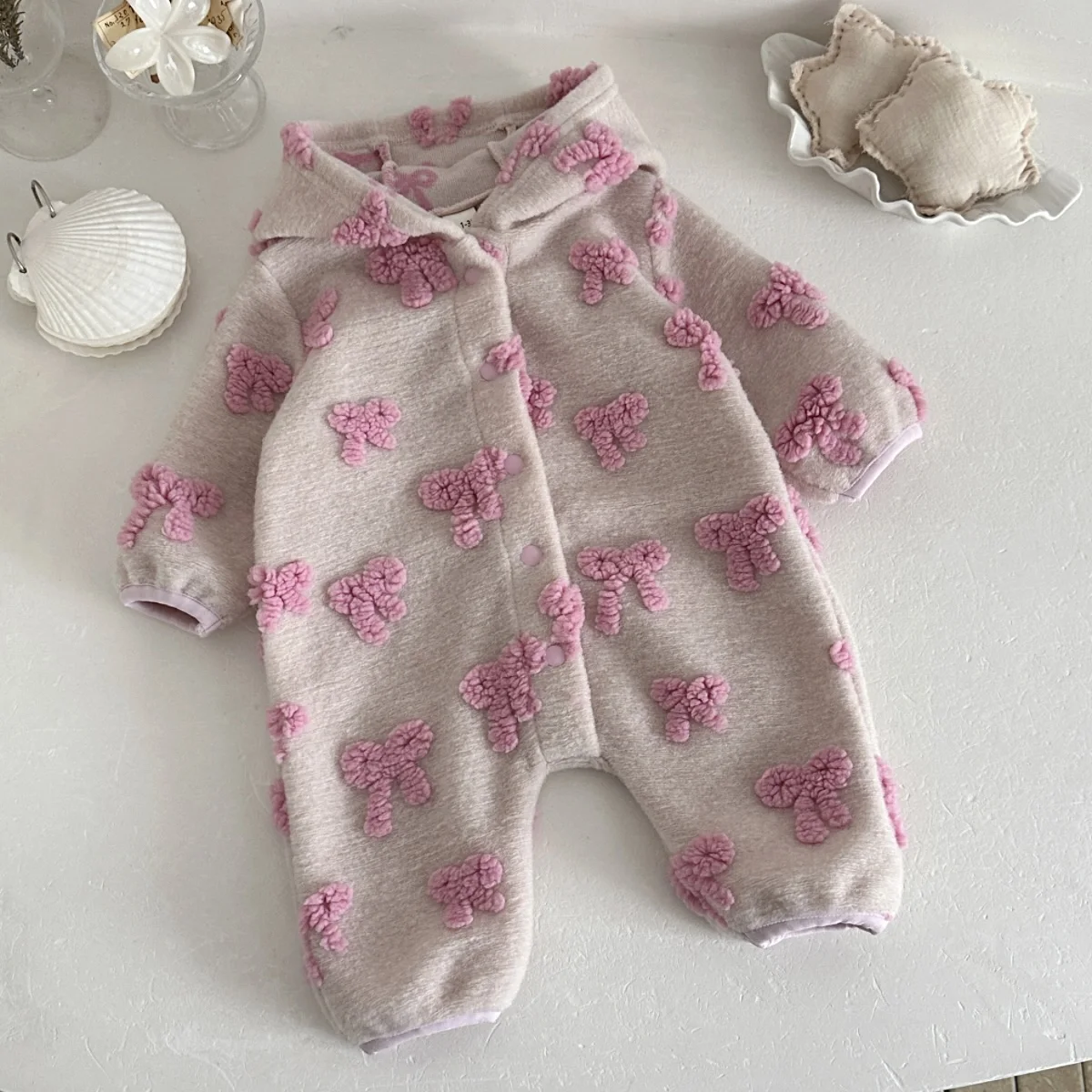 Baby Girls Hooded Romper 3D Bo - đánh giá và giá Newborn Baby Girl Romper Floral
