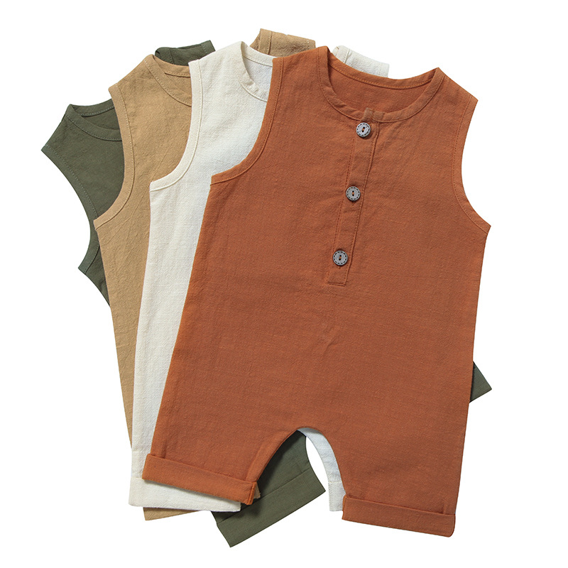 Summer Baby Boys Girls Rompers - đánh giá và giá Baby Summer Linen Sleeveless Jumpsuit