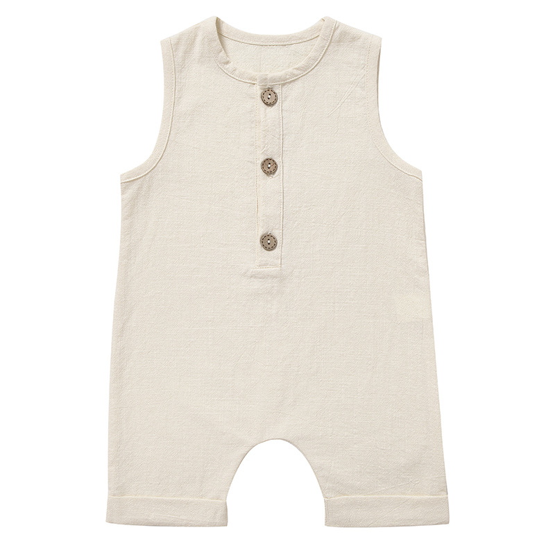 Summer Baby Boys Girls Rompers - đánh giá và giá Baby Summer Linen Sleeveless Jumpsuit