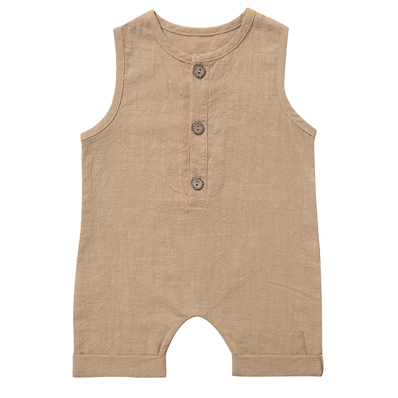 Summer Baby Boys Girls Rompers - đánh giá và giá Baby Summer Linen Sleeveless Jumpsuit